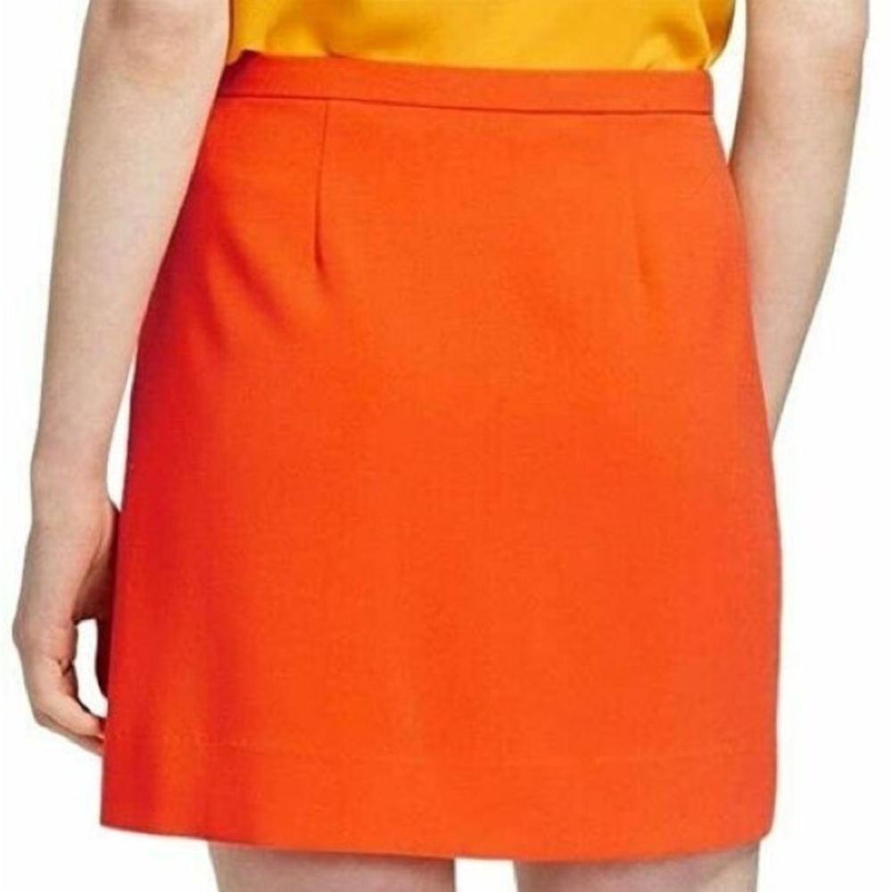 VICTORIA BECKHAM Orange Twill Mini Skirt Scallop Trim Pocket Large - Picture 5 of 10